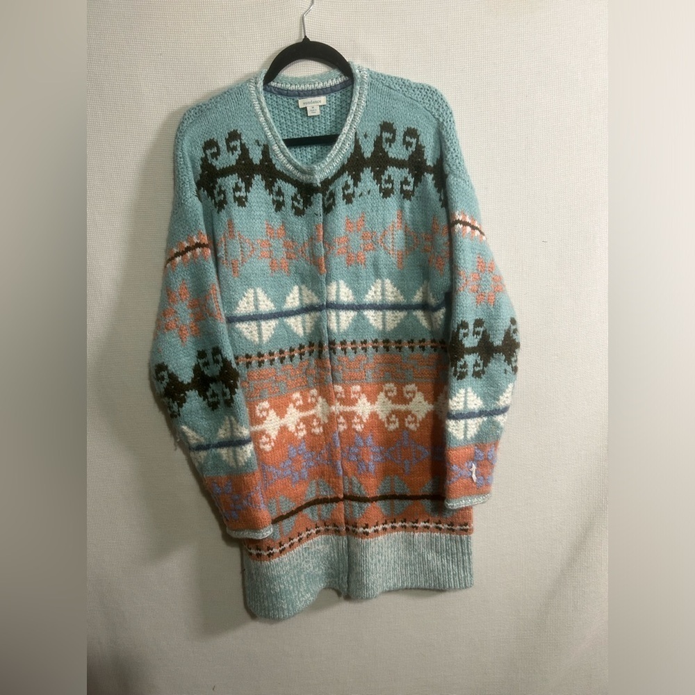 RARE~Sundance FairIsle Cardigan BLUE,PINK,PASTEL YELLOWSTONE STYLE - Picture 4 of 9